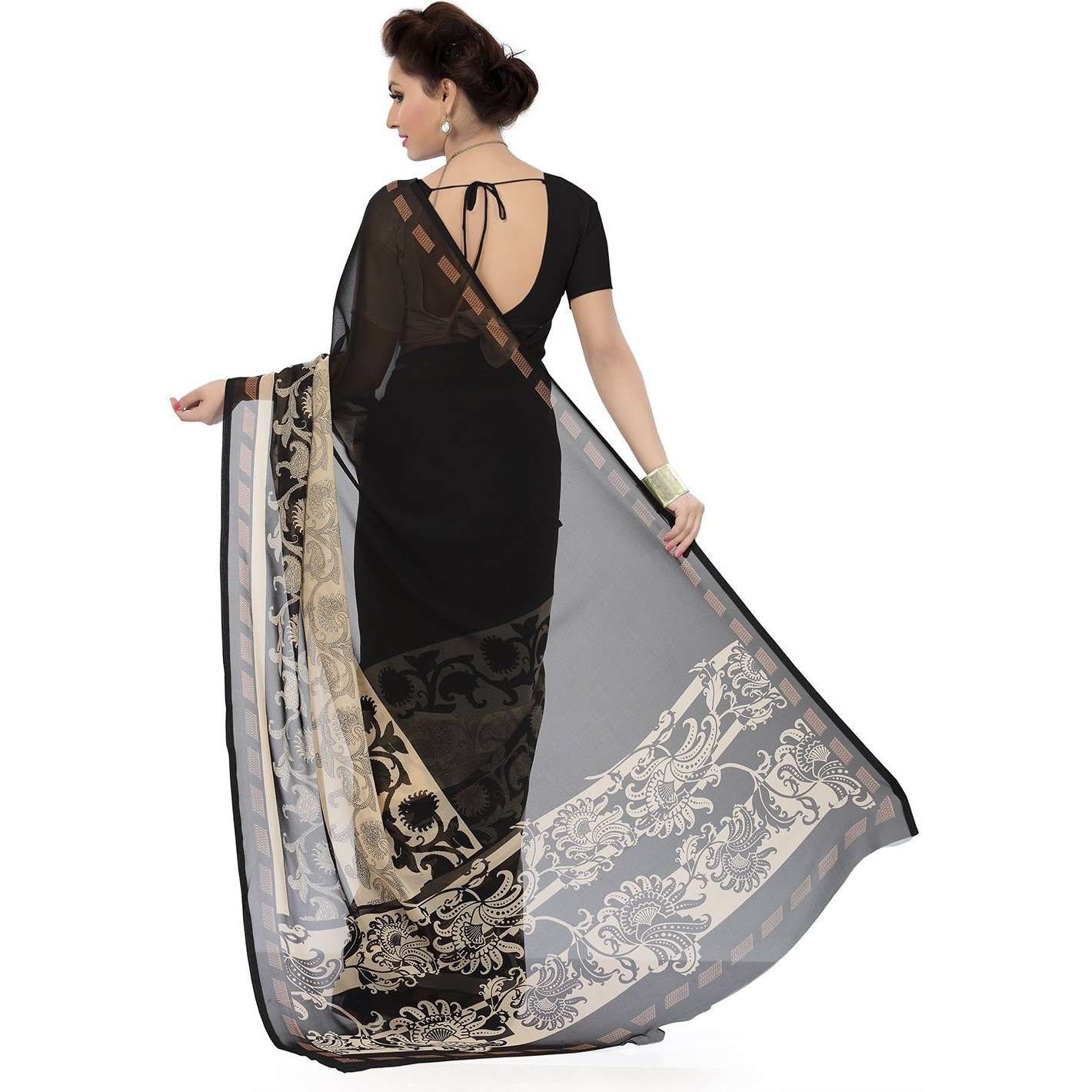 Ishin Georgette Saree (Ishinsb-8019_Black)