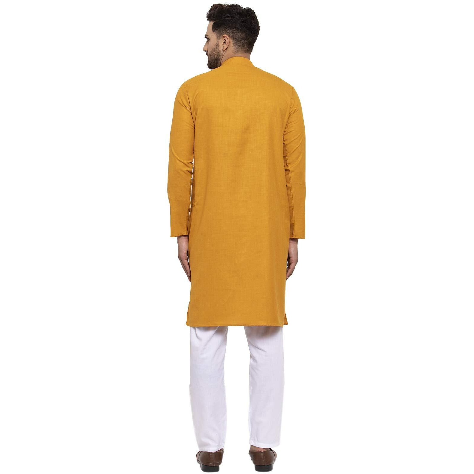 Jompers Men's Cotton Kurta Payjama Set. (Yellow,S)