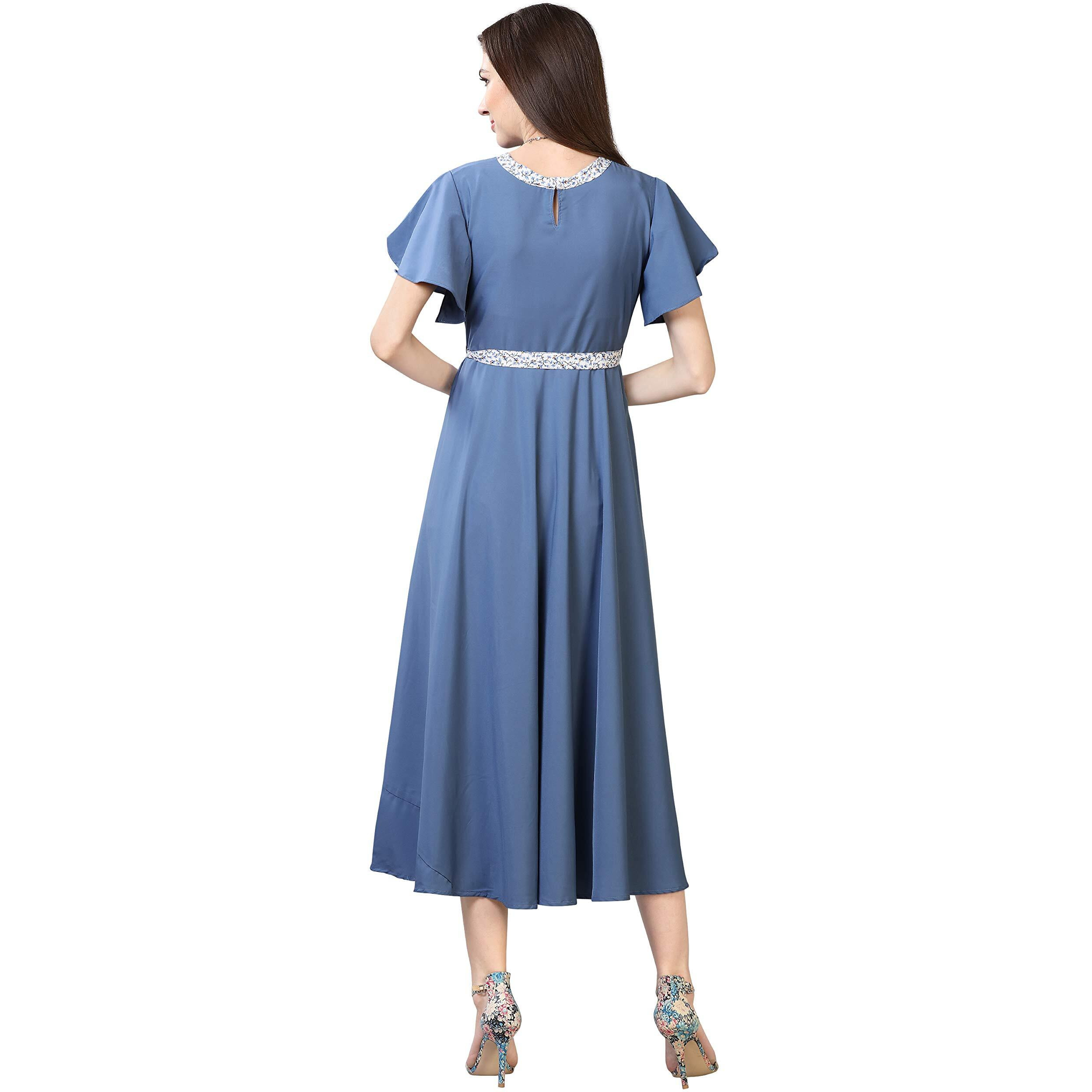 Oomph Women's Western & Fusion Wear Midi Dresses For Women, Beach, Blue - Md67