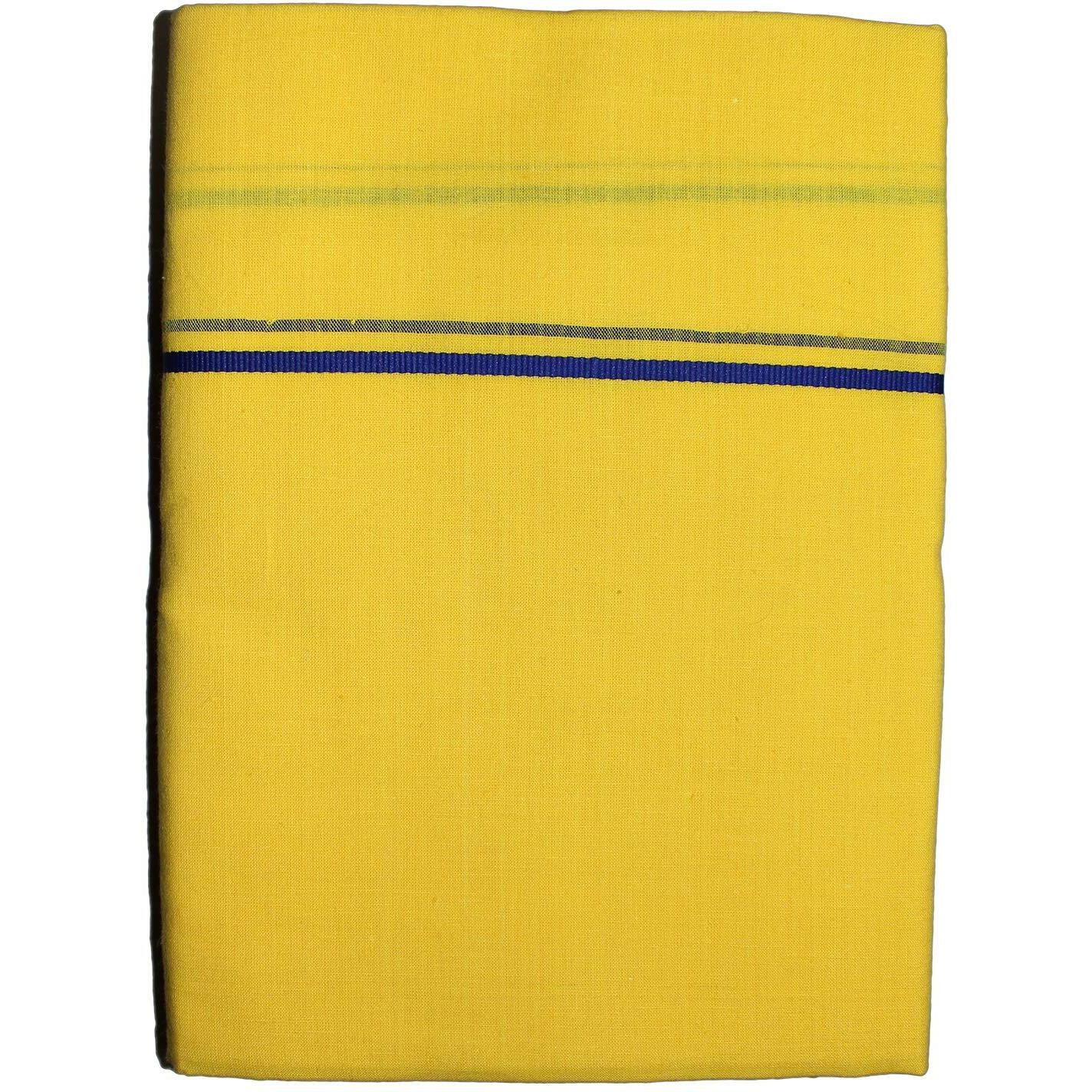 Prakasam Cotton Mens Single Colour Dhoti/Single Mundu/1.30X2.00 Meter Single Dhoti (Yellow)