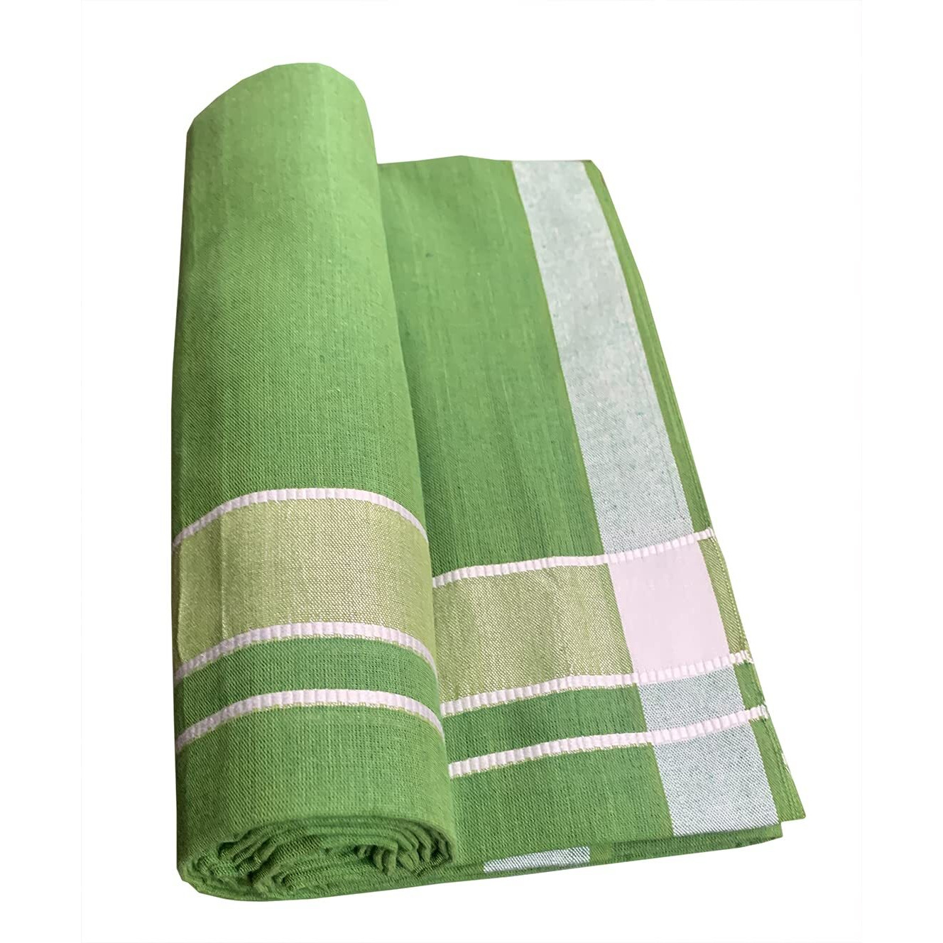 Prakasam Cotton Men's Kerala Style Premam Single (1.28X2.00 Mtrs) Colour (Pack Of 2) (Sky Blue - Parrot Green) Dhoti