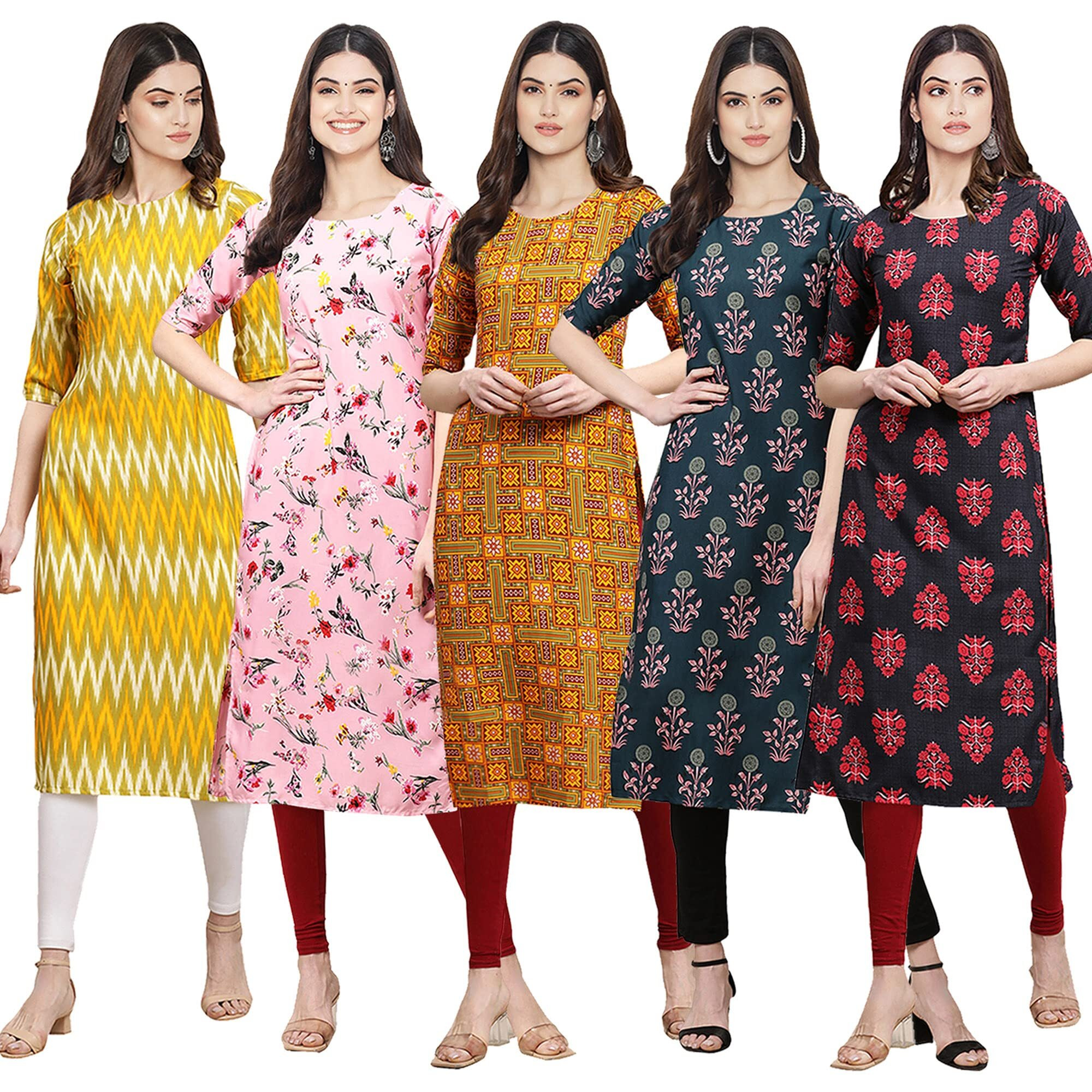 Pinkmint Women's Crepe Digital Print Straight Kurta (M-329-349-333-335-345-Xxl)