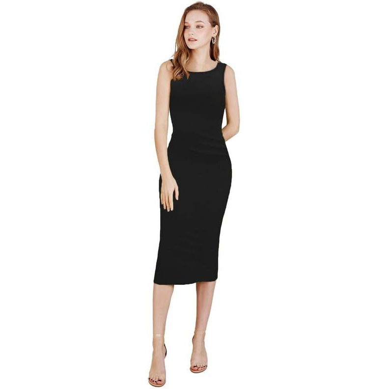 Toochki Dress For Women | Lycra Dresses | One Piece Dress | Black Midi Dress Dress For Women | Black Bodycon Dress For Women | Casual Wear Dress