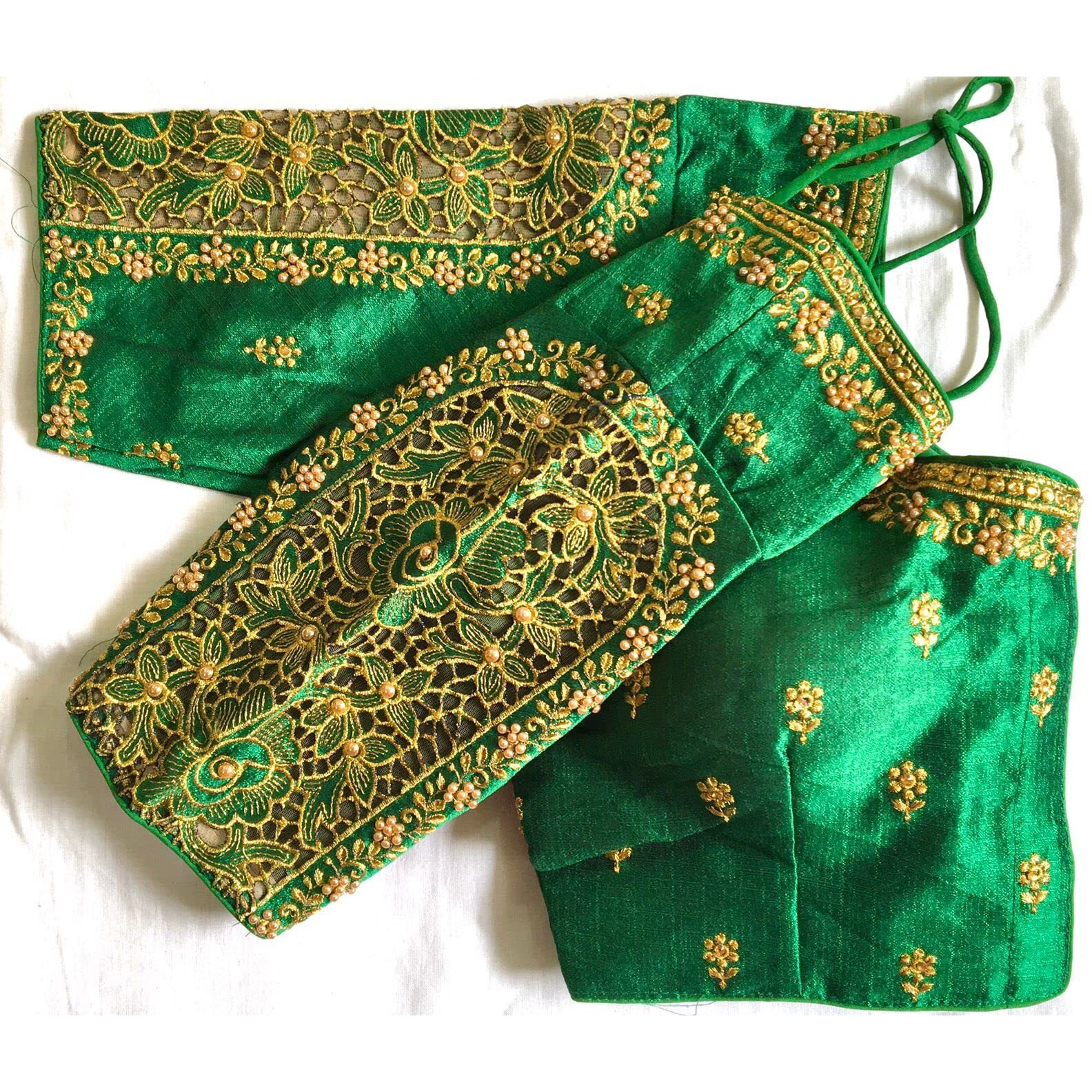 Vihu Fashion Women's Flower Embroidery Sleeves Cut Work Readymade Saree Blouse