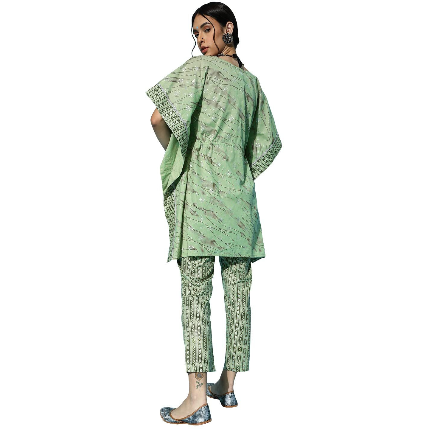 Ziyaa Women's Cotton Salwar Suit Set (Zikuco3594Andpa-M_Mint Green_M)