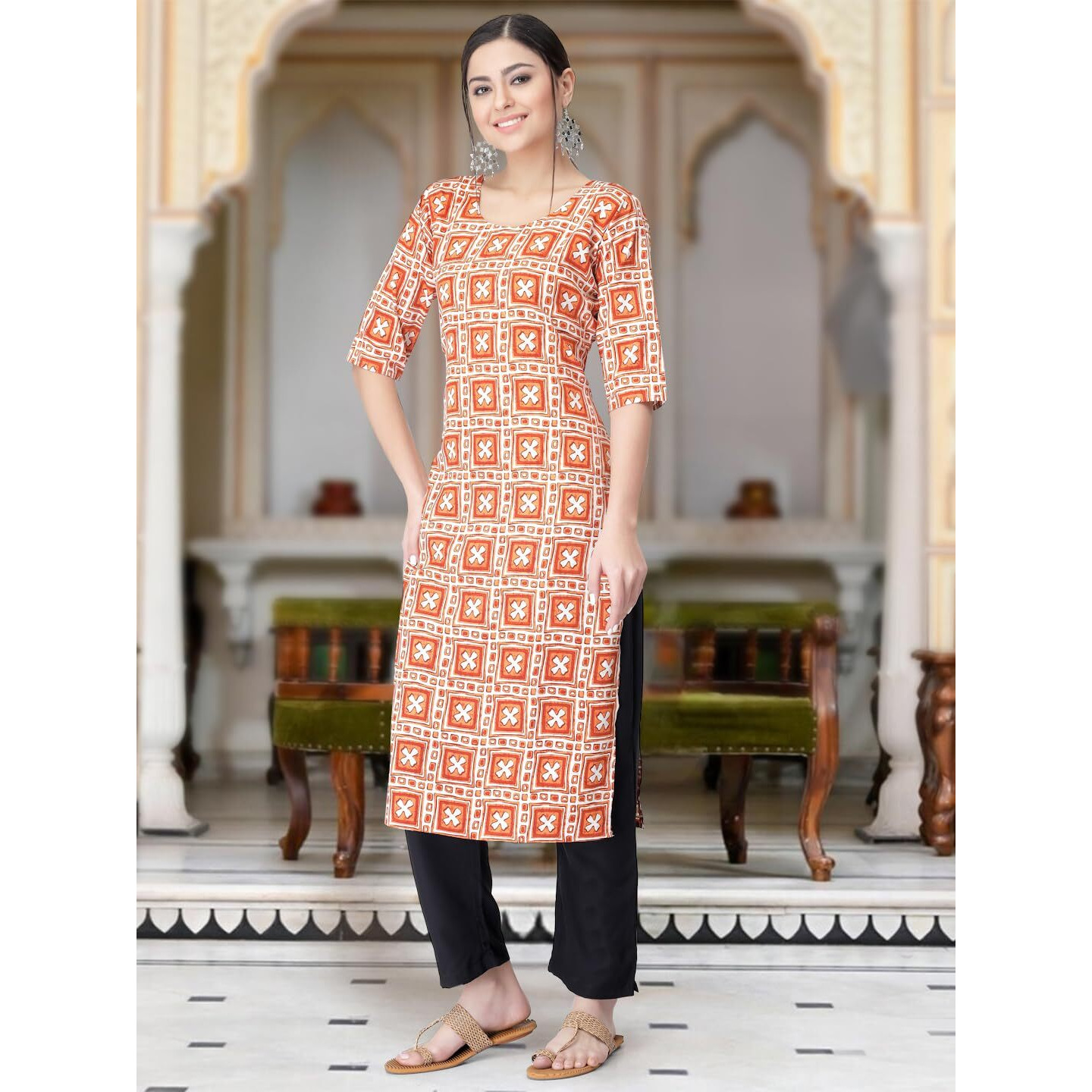 Tee Projekt Versatile Crepe Kurti & Pant Set For Women Printed Kurta Set