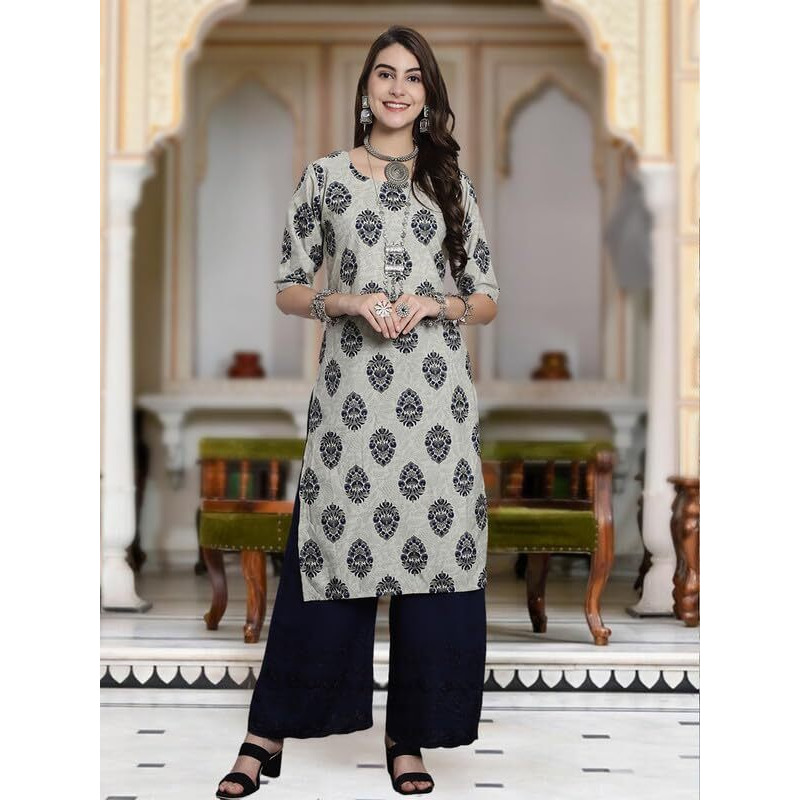 Tee Projekt Crepe Verstaile Straight Printed Kurti For Women's Ll Casual Wear Kurti (Pack Of 6)
