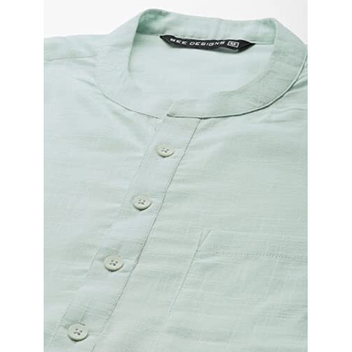 See Designs Men's White Cotton Straight Kurta With Slub Effect - Sdkt1020L (L)