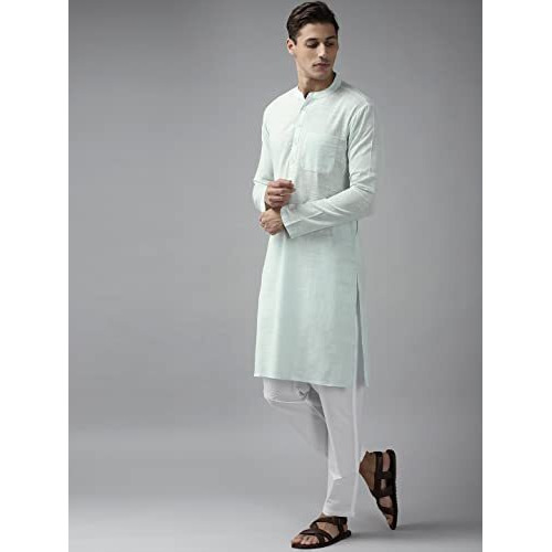 See Designs Men's White Cotton Straight Kurta With Slub Effect - Sdkt1020L (L)