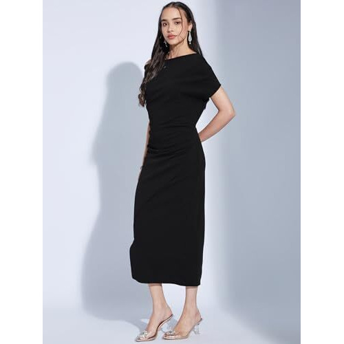 Selvia Women's Lycra Bodycon Knee Length Dress (775Dtk12021N-Xl_Black