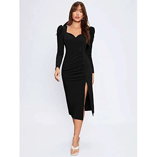 Litzo Women's Polyester Bodycon Mini Dress (L-90-L Black
