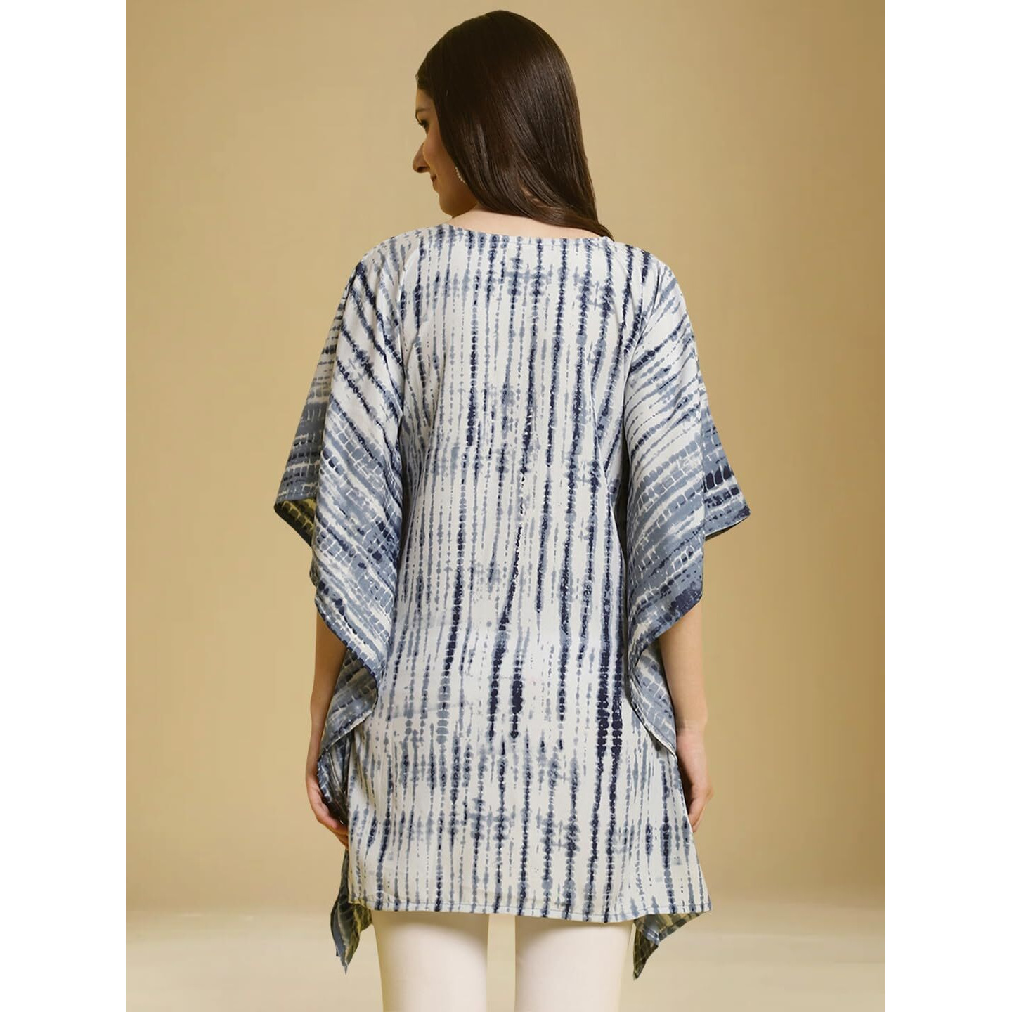 Tee Projekt Casual Crepe Kimino Sleeves Women's Kaftan Dress Ll Kaftan Casual & Everyday Kurta (Pack Of 2) Blue-Peach