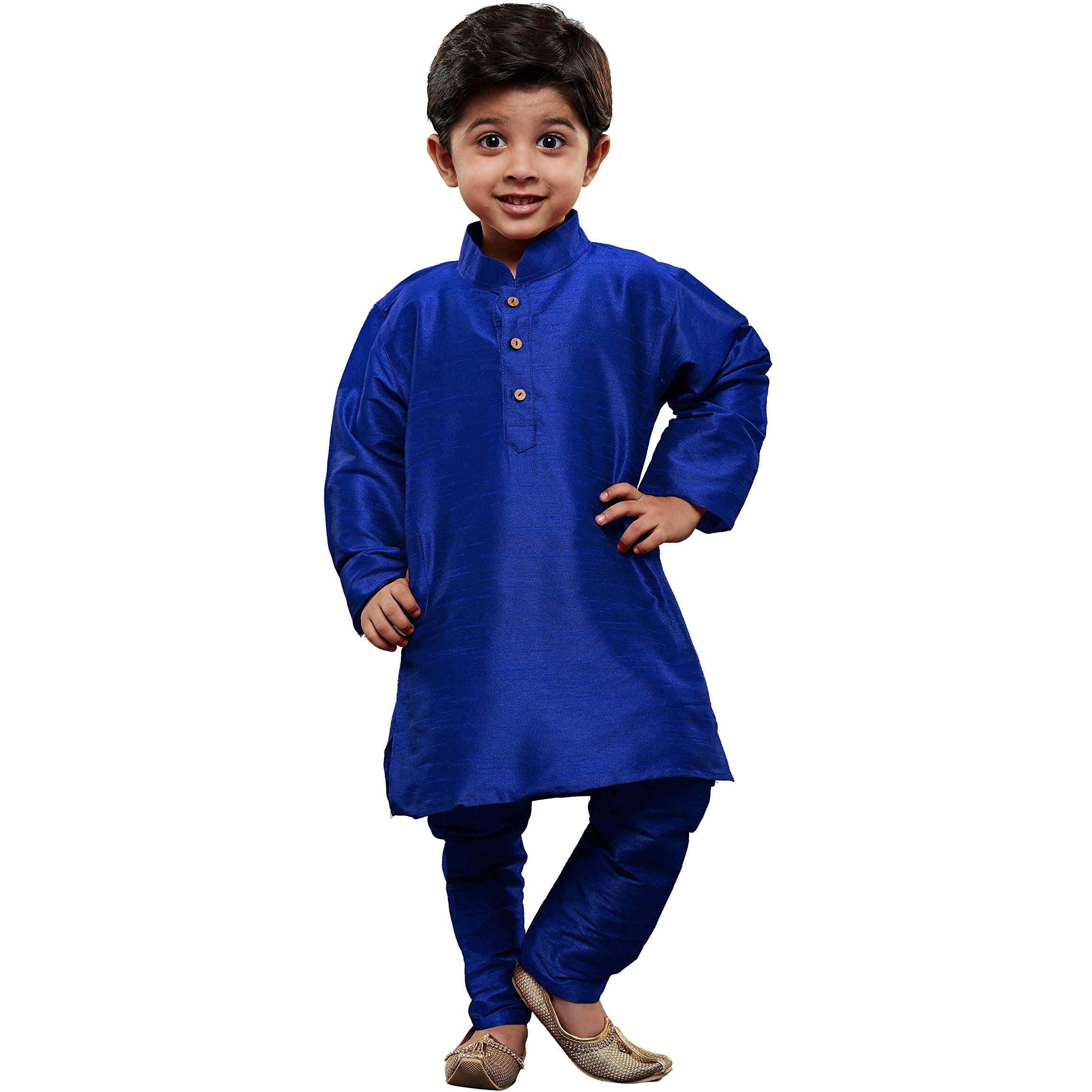 Jbn Creation Boys' Blue Silk Blend Kurta And Pyjama Set_Vasbkbu001Npbu_18
