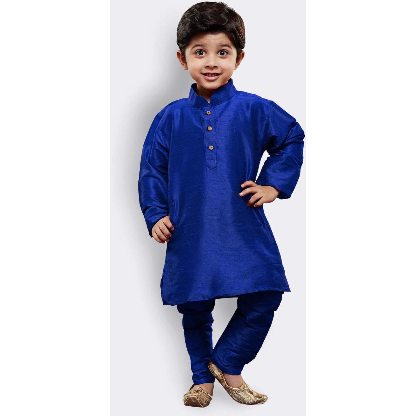 Jbn Creation Boys' Blue Silk Blend Kurta And Pyjama Set_Vasbkbu001Npbu_18