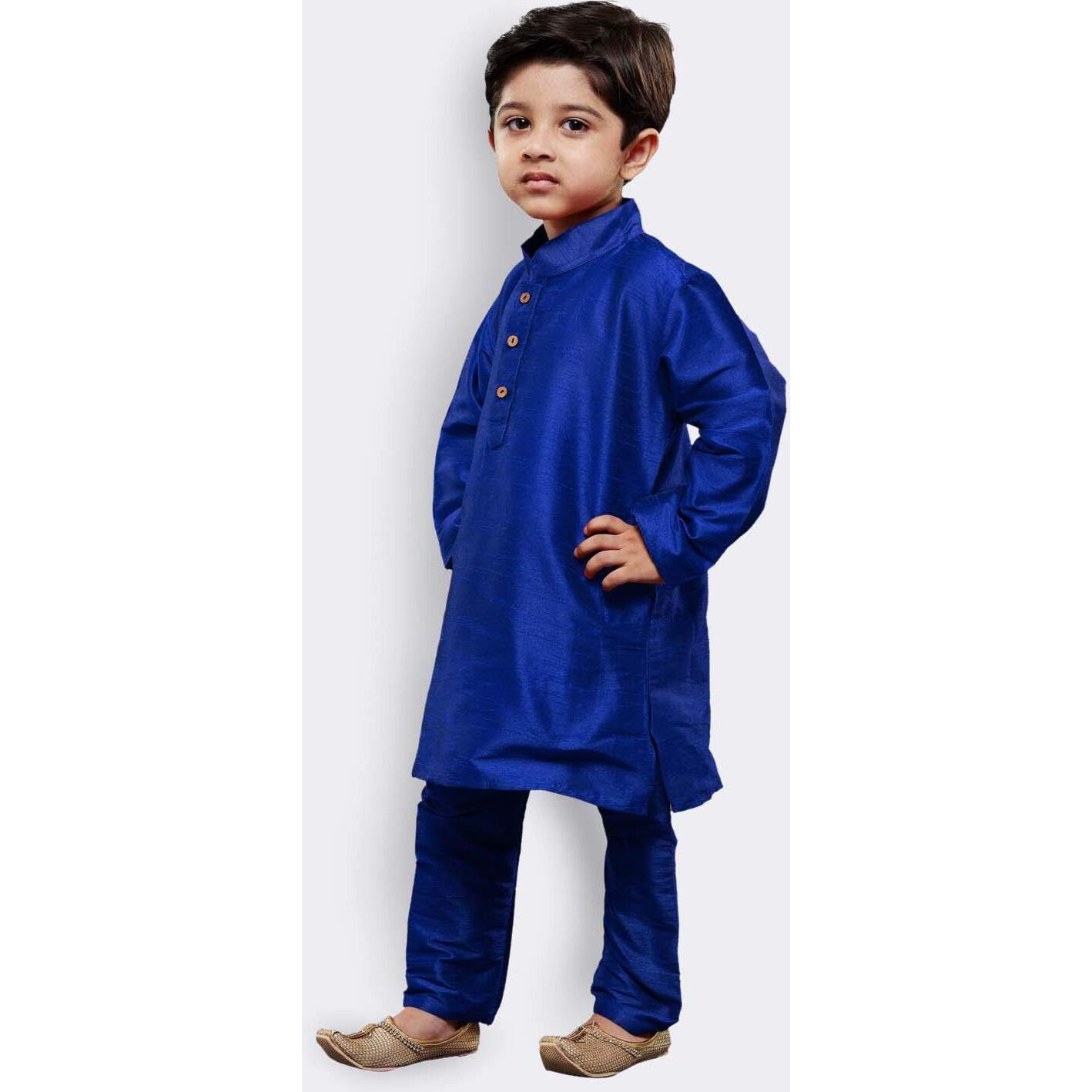 Jbn Creation Boys' Blue Silk Blend Kurta And Pyjama Set_Vasbkbu001Npbu_18