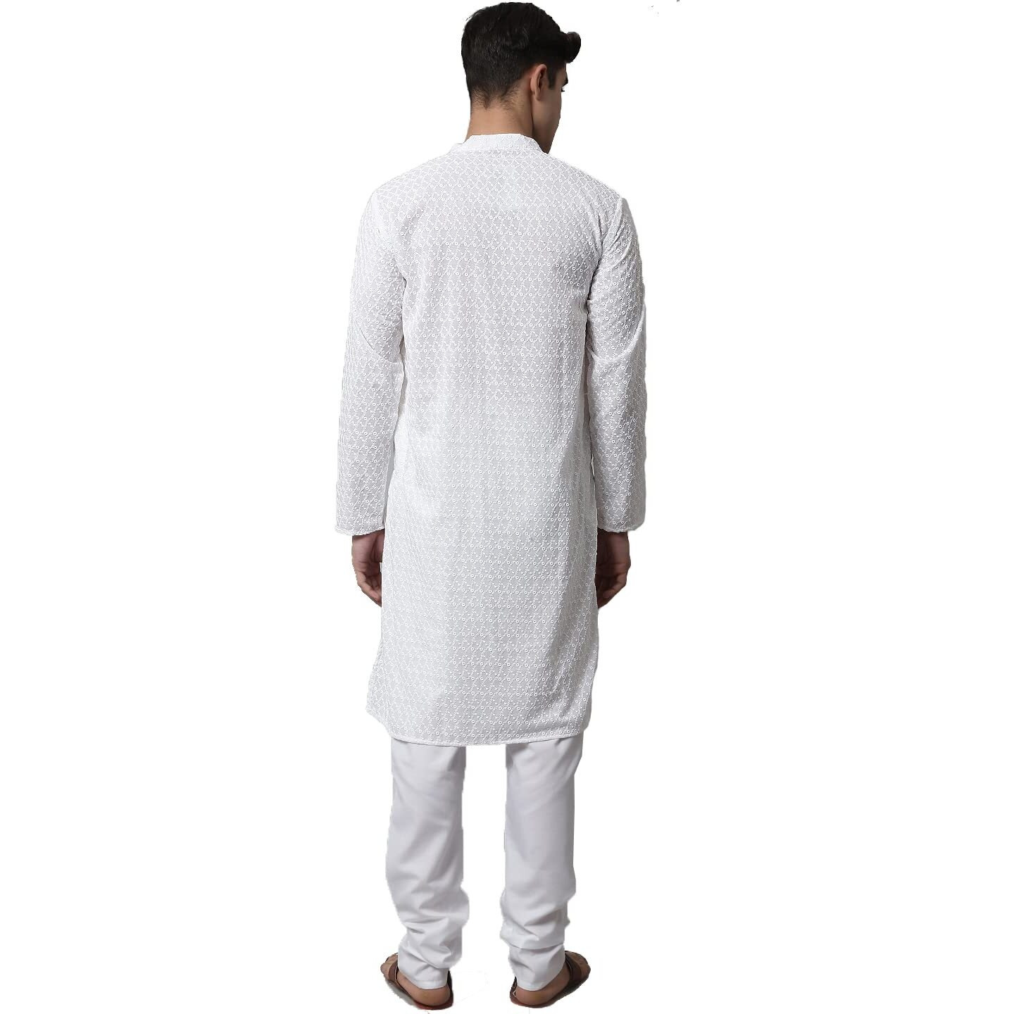Jompers Men White Embroidered Kurta With Churidar (White, Xxl)