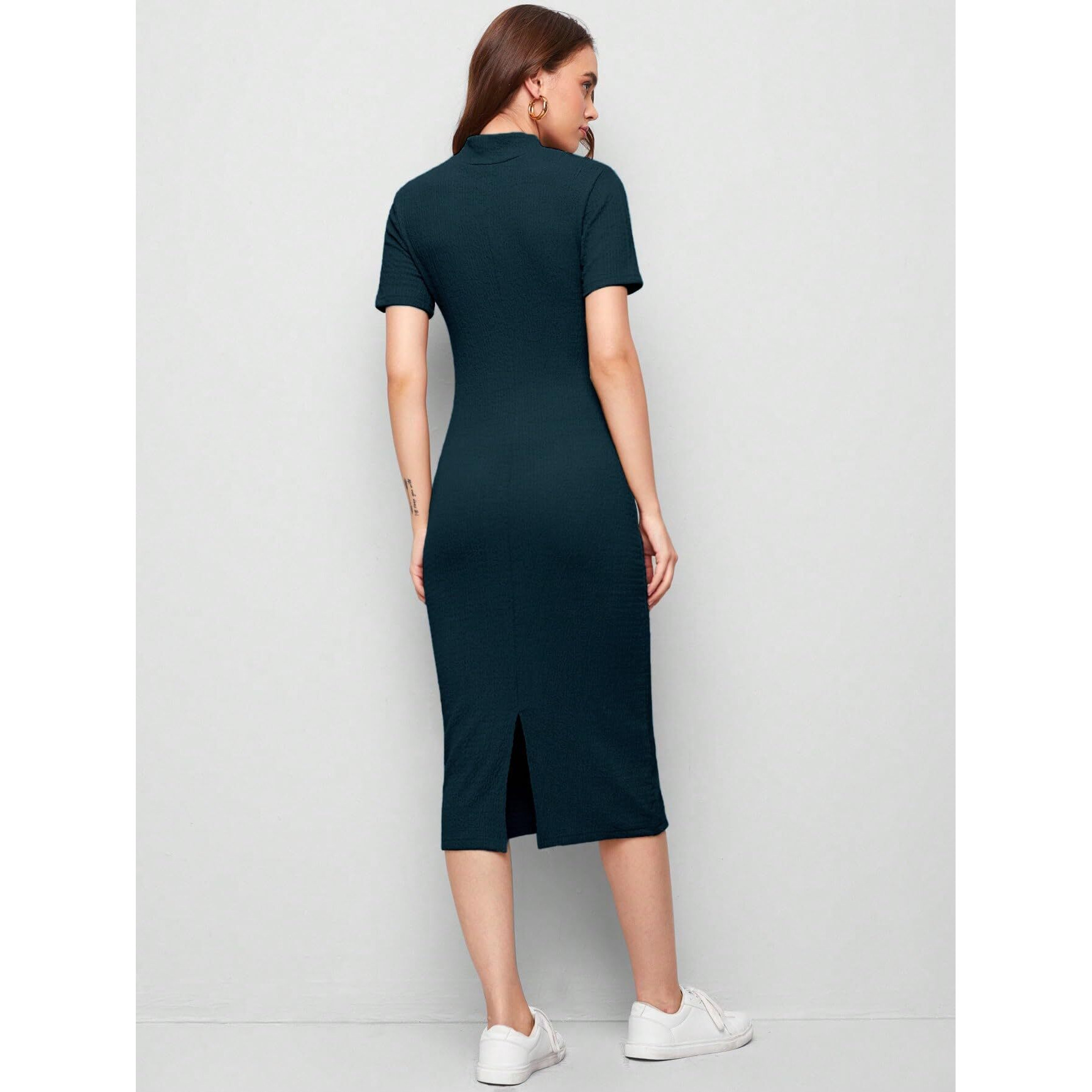 Leriya Fashion Women's Polycotton Bodycon Maxi Dress (Lf-Wd1158_Turquoise_M)