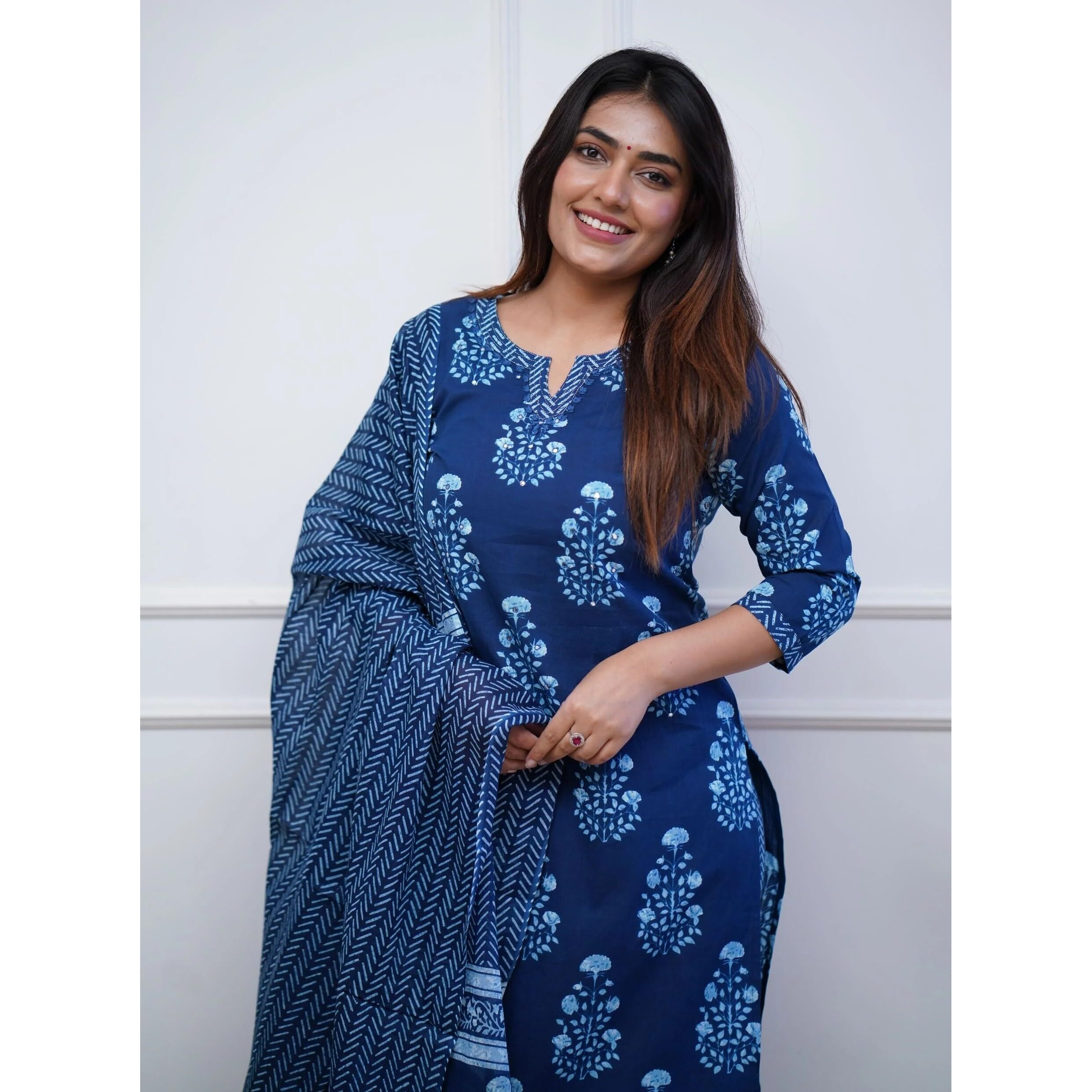 Nermosa Women Printed Kurta And Pant Set With Dupatta (Xx-Large)