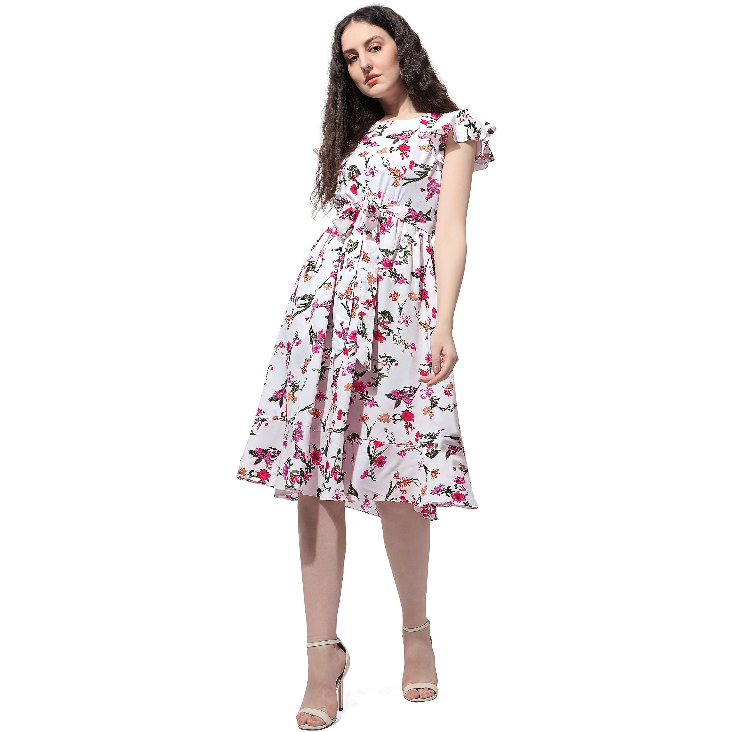 Oomph Women's Western & Fusion Wear Western Dresses For Women White - Md508