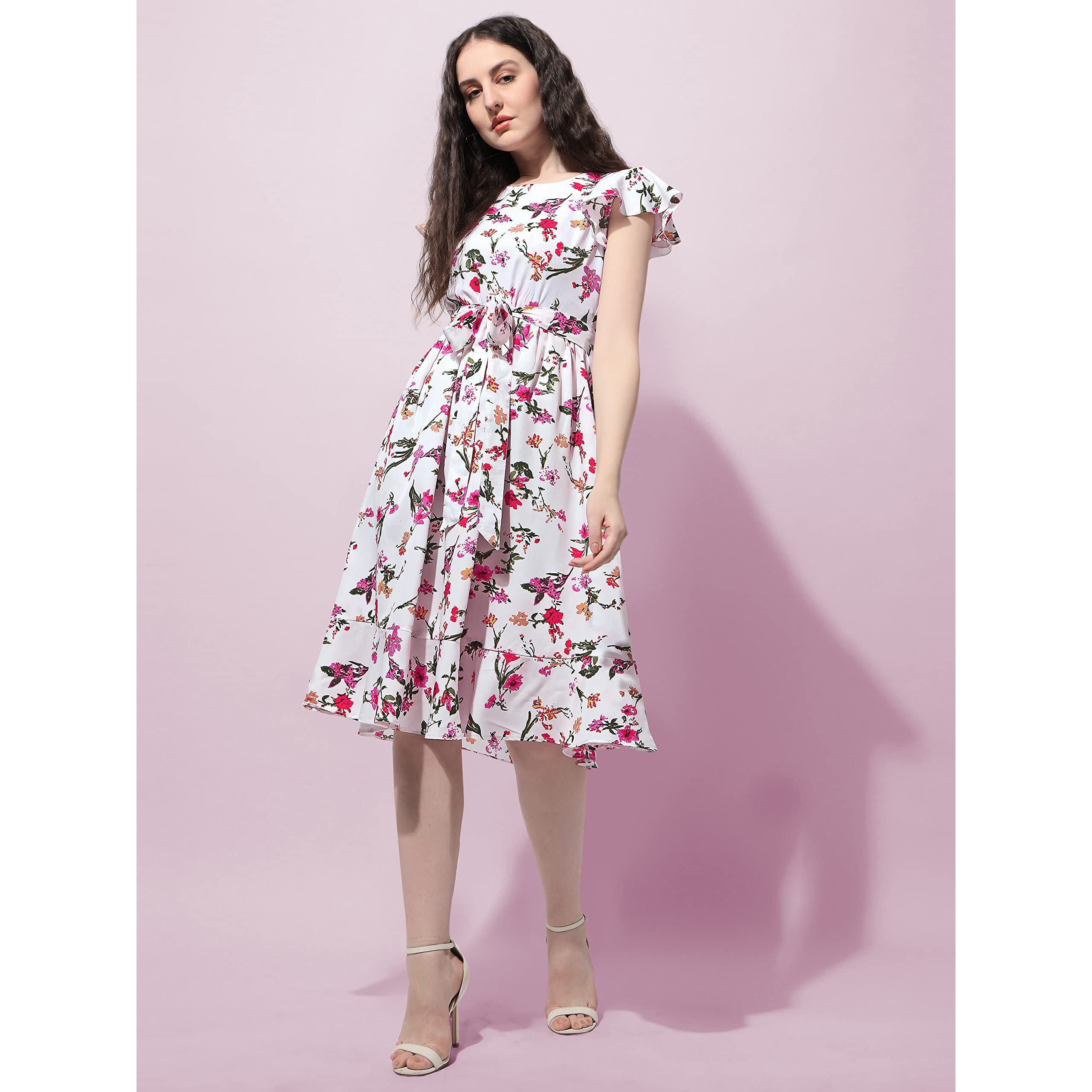 Oomph Women's Western & Fusion Wear Western Dresses For Women White - Md508