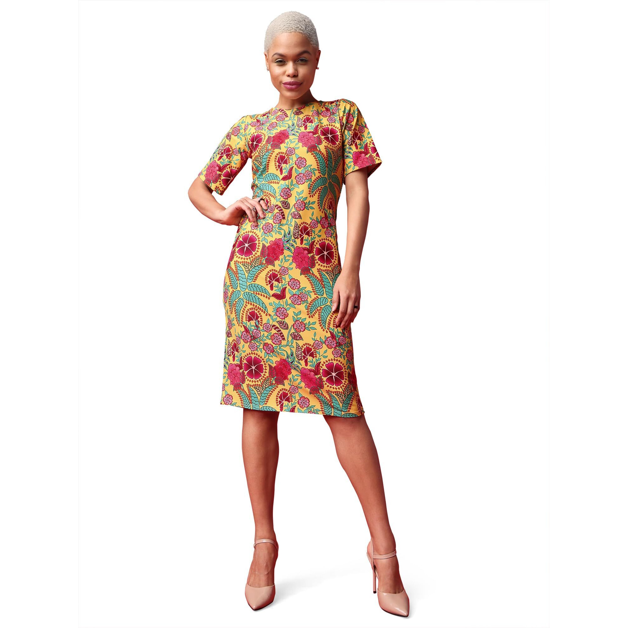 Purvaja Womens Bodycon Knee Length Dress (Wini-031-Crazy_Yellow_Large)