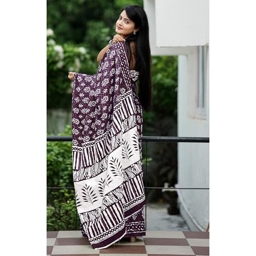 Shiv Textiles Cotton Printed Saree For Women.(Smc-St-321-Wine)