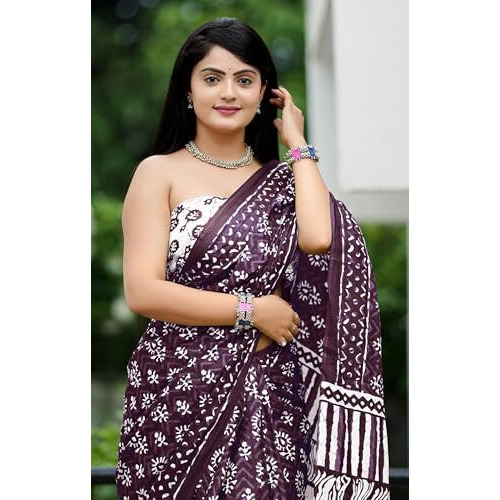 Shiv Textiles Cotton Printed Saree For Women.(Smc-St-321-Wine)
