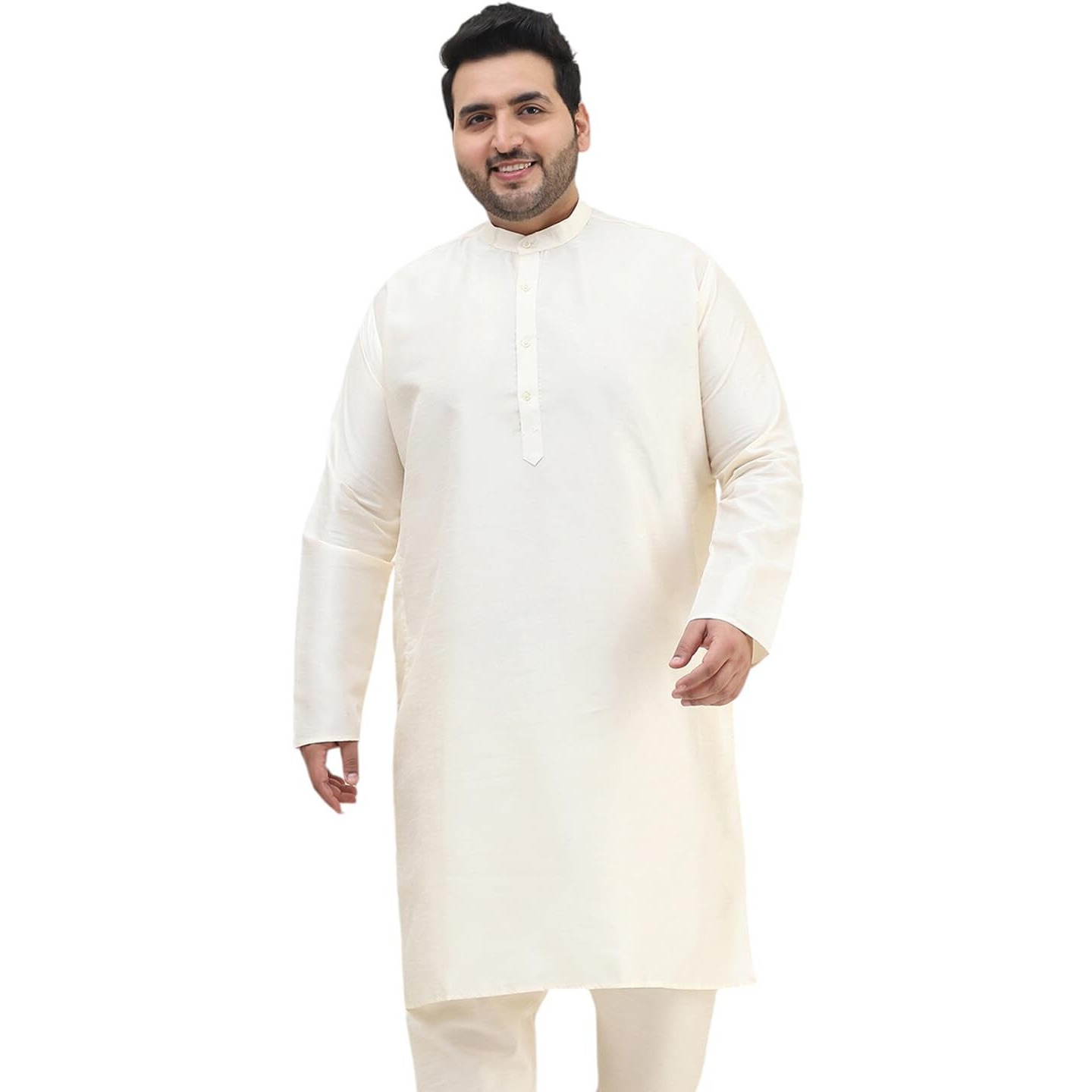 Sojanya Plus (Since 1958) Mens Off-White Dupion Silk Only Long Kurta