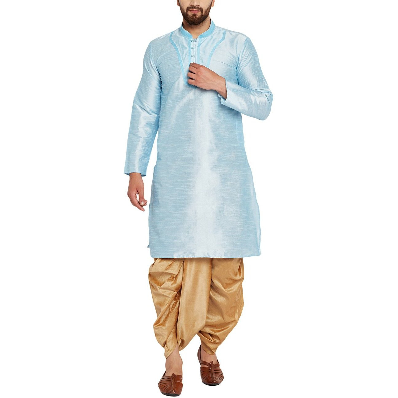 Sojanya (Since 1958 Mens Stitched Gold Dupion Silk Dhoti