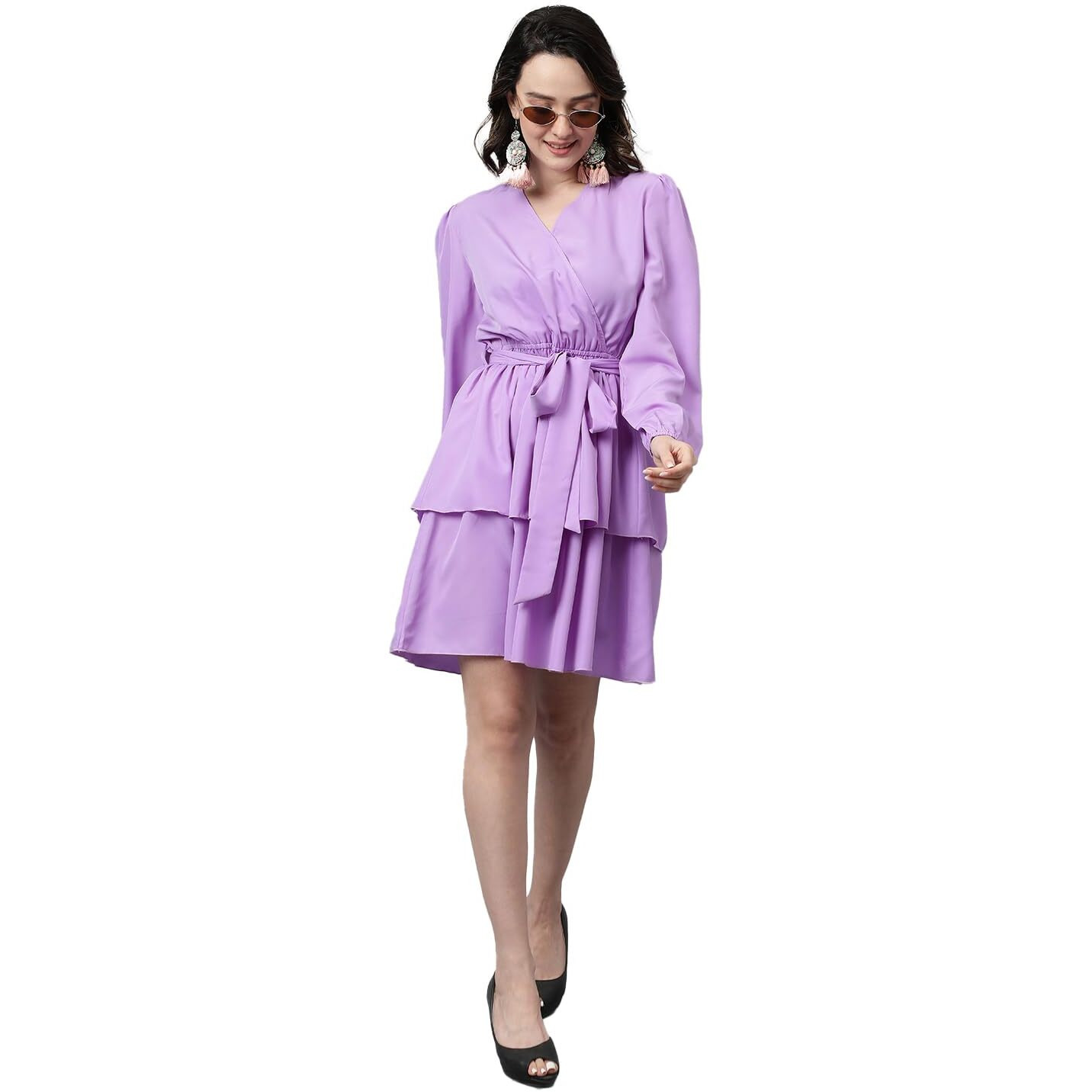 Kotty Women's Fit And Flare Purple Dress