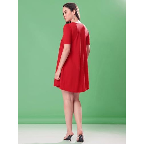 Purvaja Womens Fit & Flare Mini Dress (Bely-087_Red_Xx-Large)