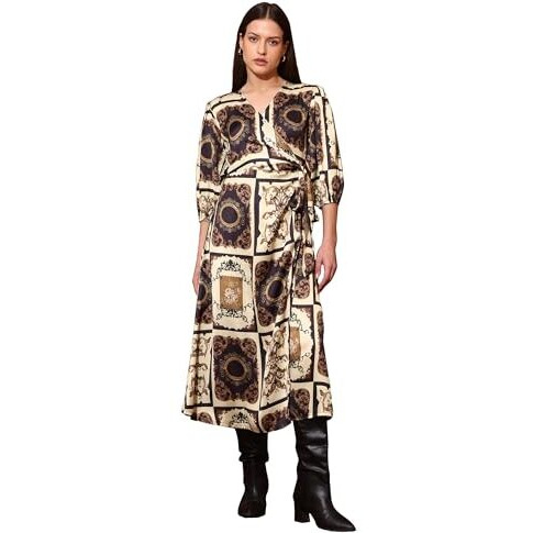 Purvaja Womens Satin Brown Dress (Floe-062-Brown_X-Large)