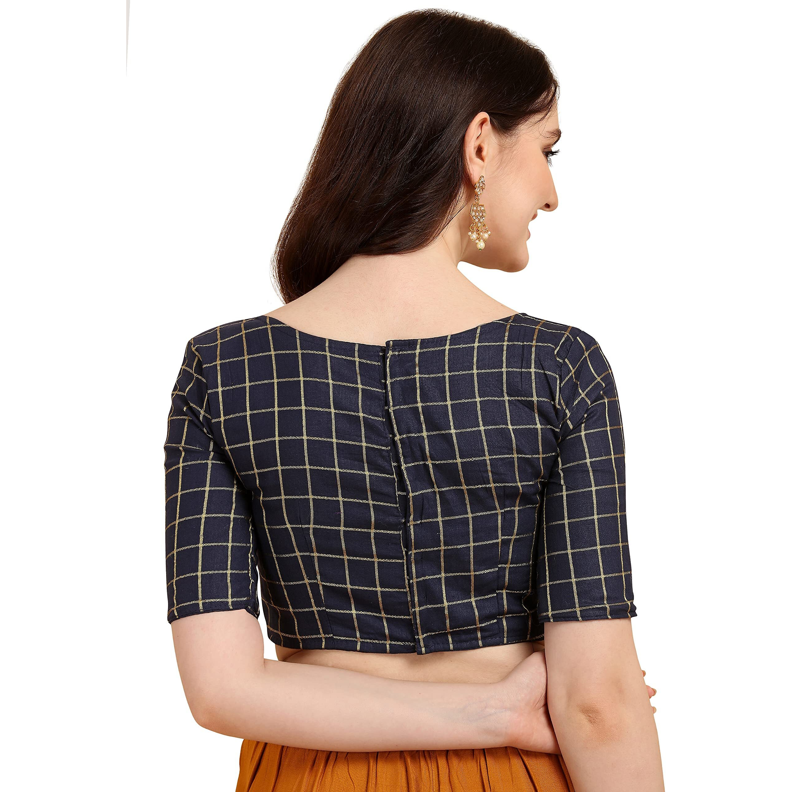 Oomph Jacquard Blue Readymade Blouse For Women - Rbbl97L