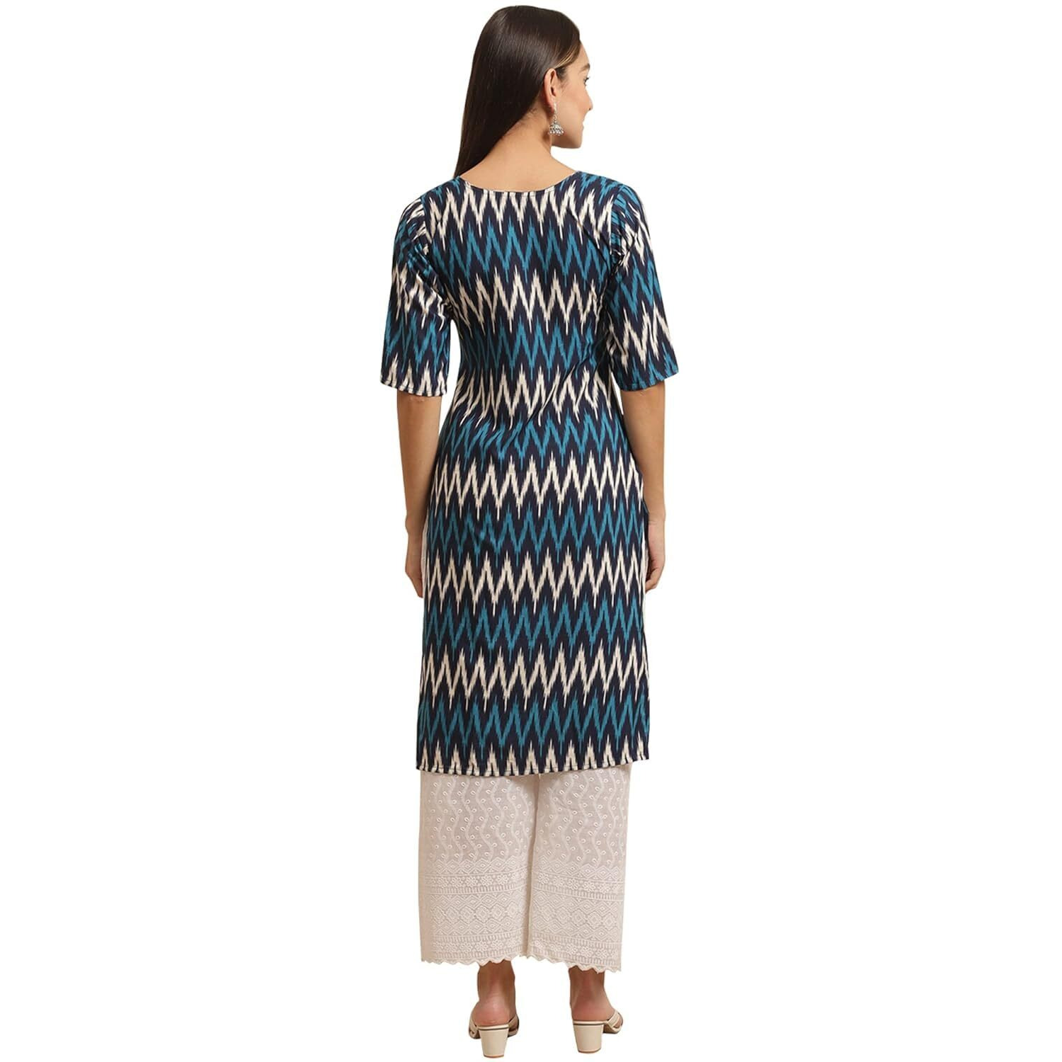 Patlani Women's A-Line-Crepe Kurti. White