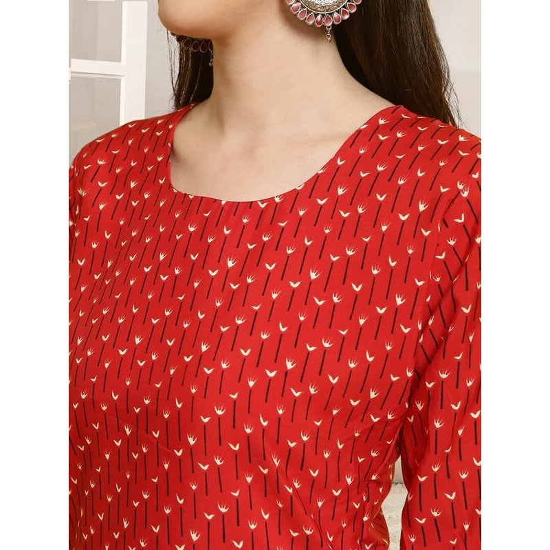 Pinkmint Kurta & Pant Set Ll Printed Kurti Ll Combo Kurta Set Ll (Pack Of 2) Red-Black