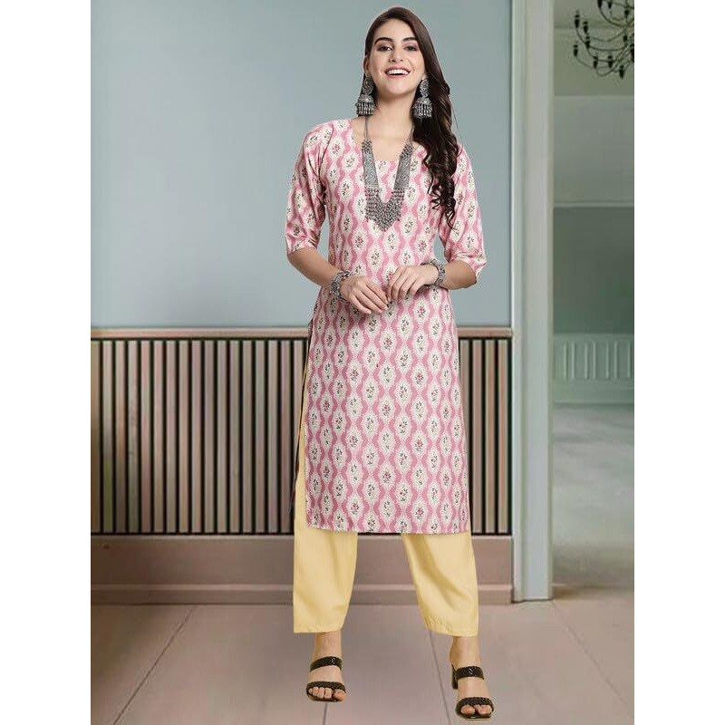 Pinkmint Women's Crepe Printed Kurta And Pant Set (Pack Of 3)