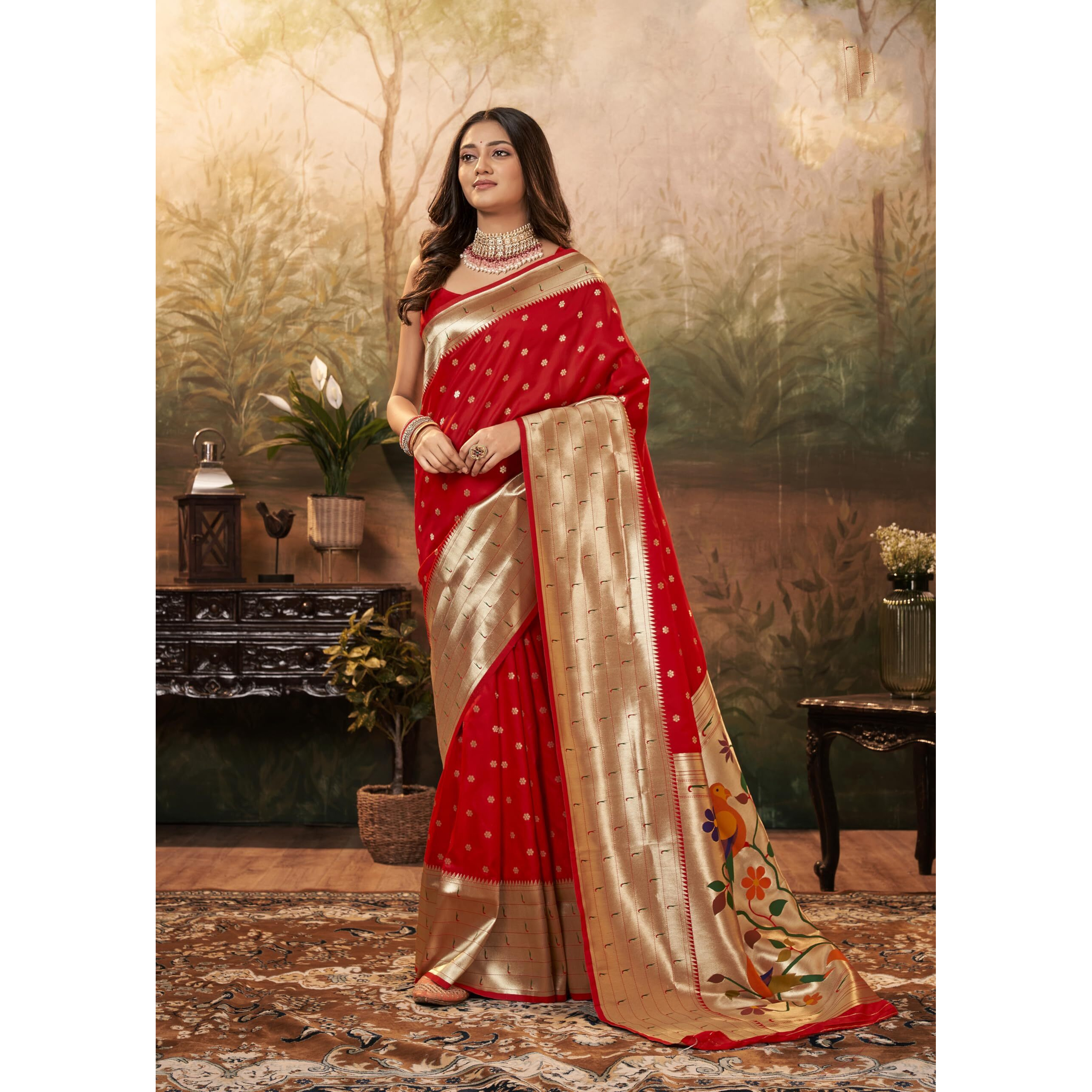 Pujia Mills Woman Pure Paithani Silk Banarasi Saree Indian Ethnic Wear Latest Kanjivaram Banarasi Saree In 2025 Woven Gold Zari Heavy Border With Rich Pallu And Butti Work Pink Saree For Woman