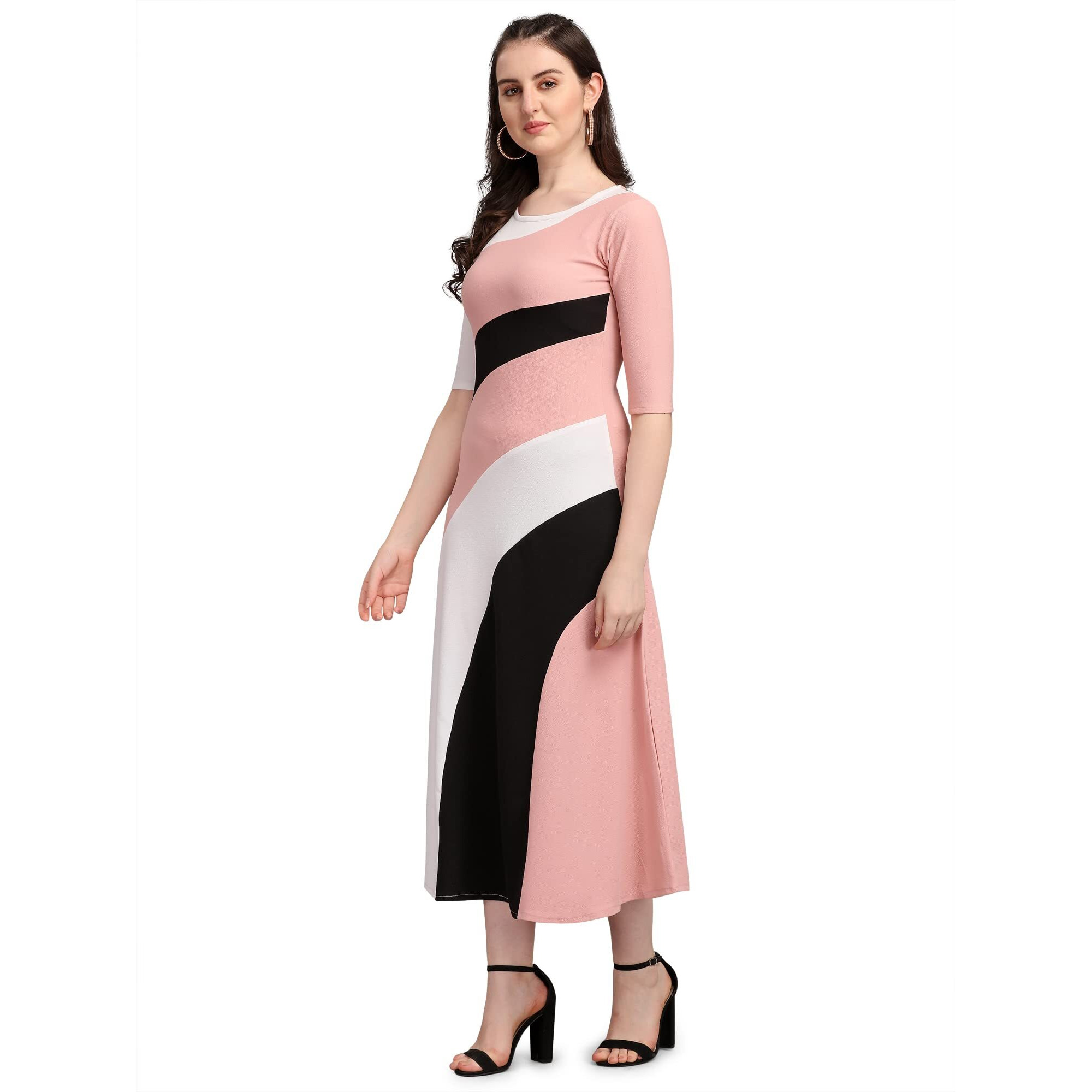 Purvaja Women's Corduroy Fit And Flare Maxi Dress (Lucy-532-Pe-Bl-Xxl_Peach