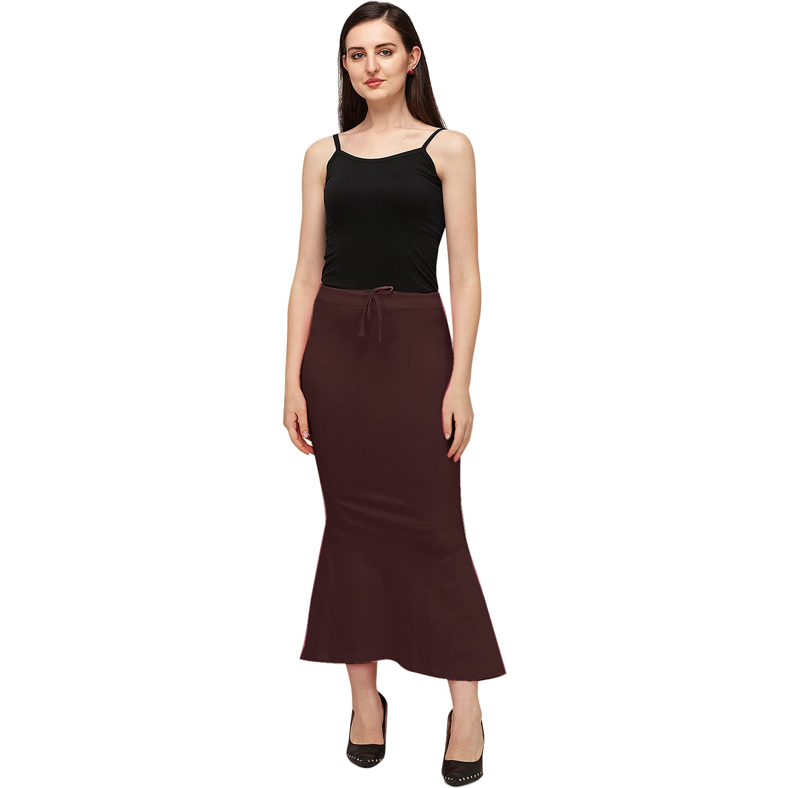 Shiv Textiles Lycra Cotton Blend Fishcut Flare Shapewear For Women Brown Xl