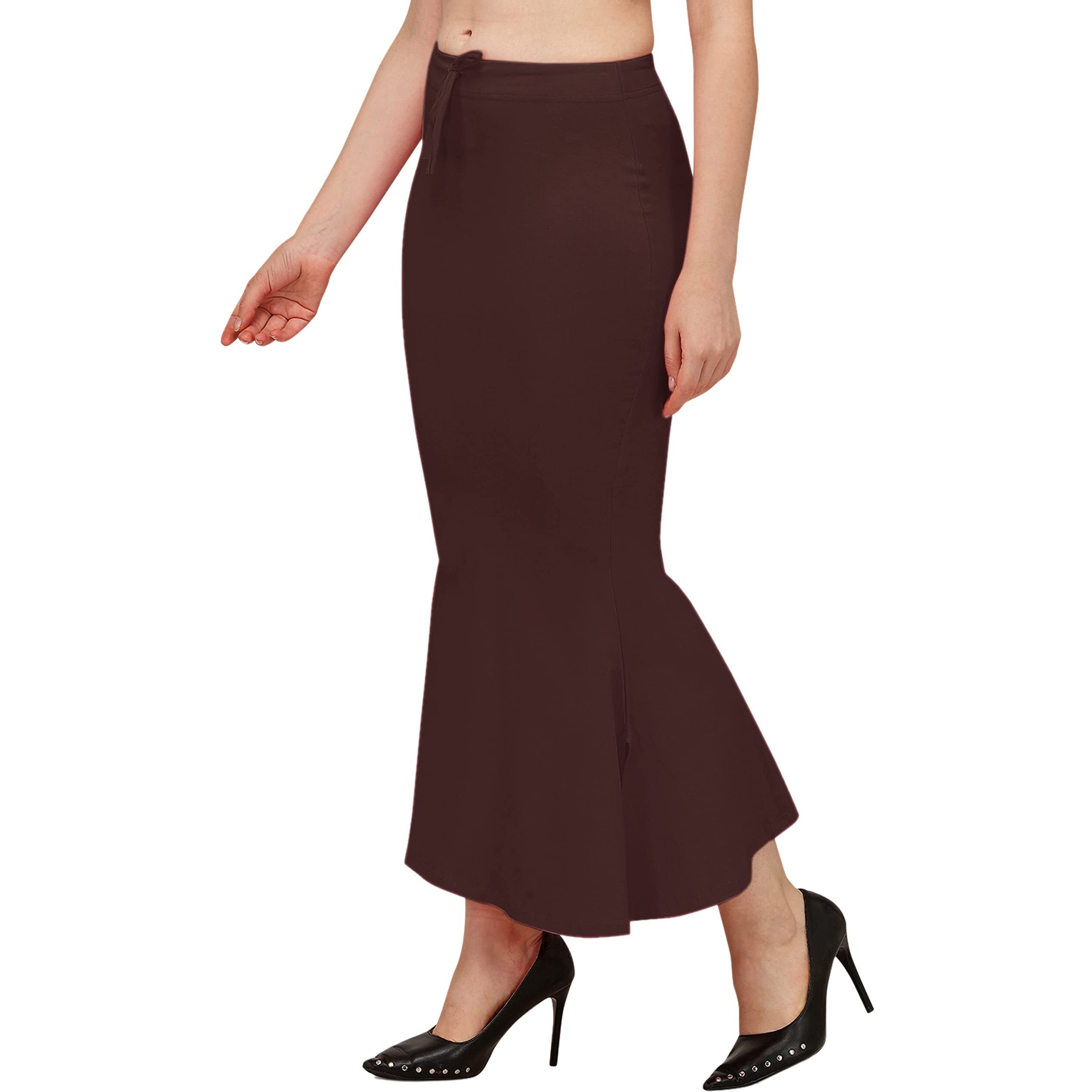 Shiv Textiles Lycra Cotton Blend Fishcut Flare Shapewear For Women Brown Xl