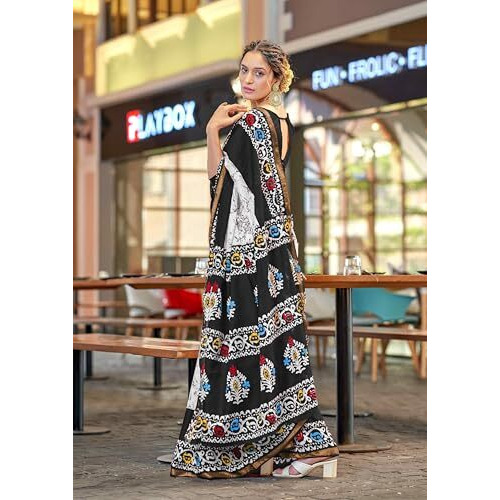 Shiv Textiles Womens Black Pure Cotton Wedding Wear Saree (Smc-427-Black)