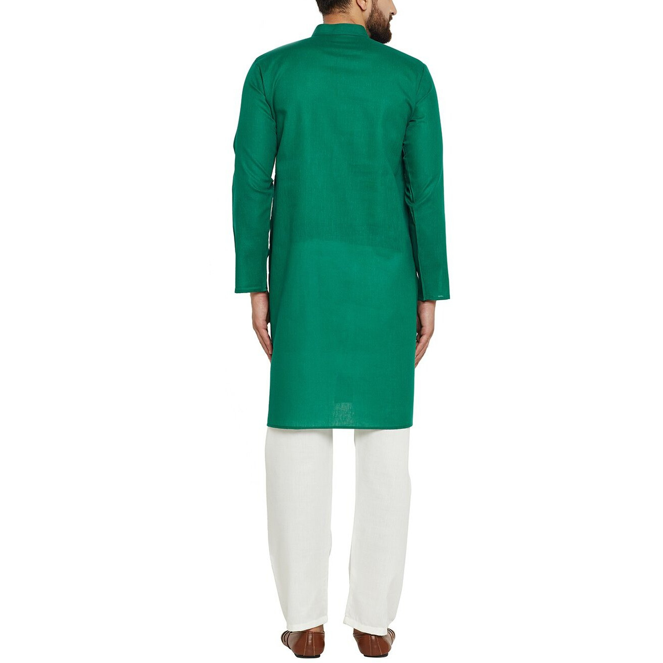 Sojanya (Since 1958 Men's Dark Green & Off-White Cotton Kurta Pyjama Set Size Xl