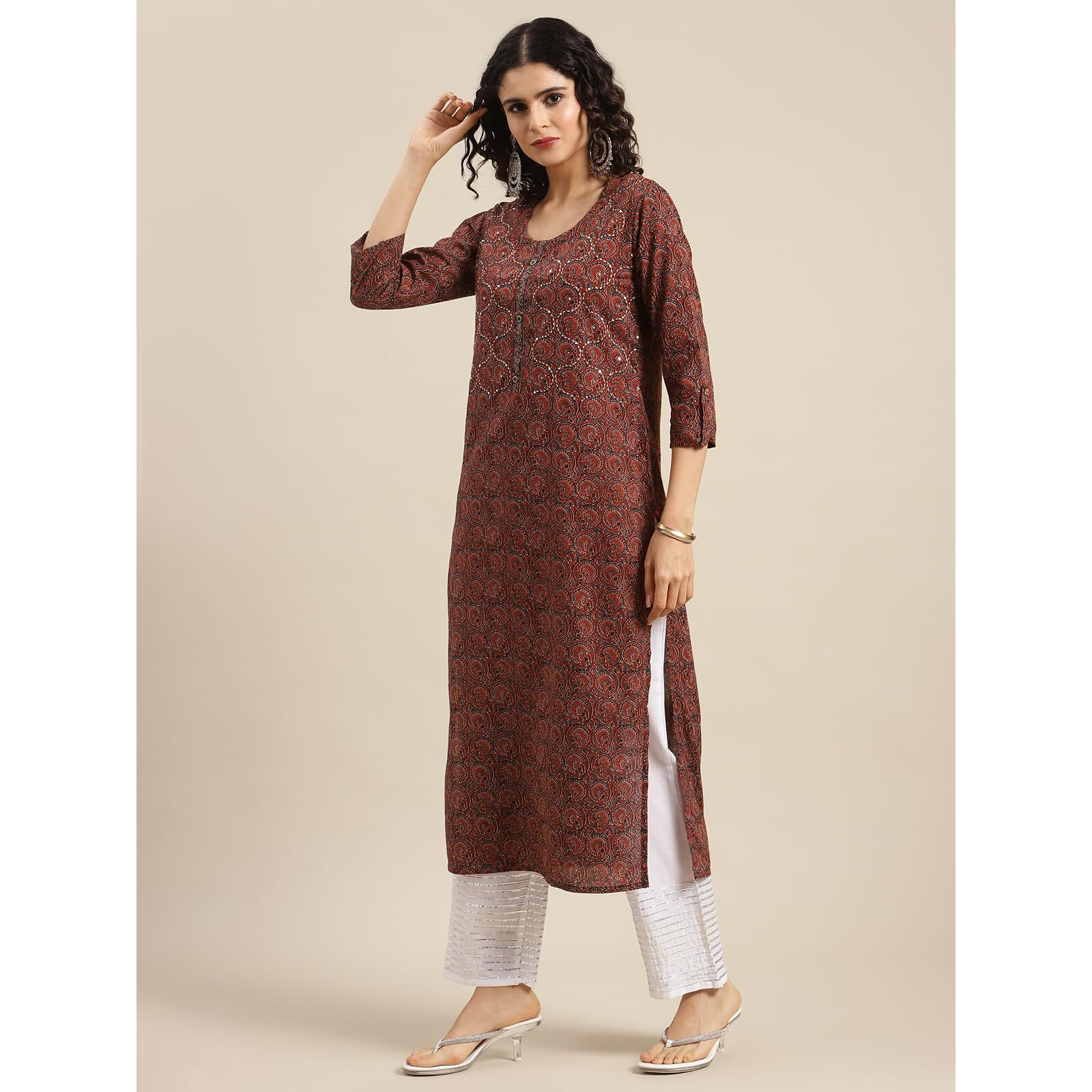 Varanga Women's Cotton Kurta  Soft, Comfortable, And Stylish Ethnic Wear For Everyday Casual And Semi-Formal Occasions Maroon