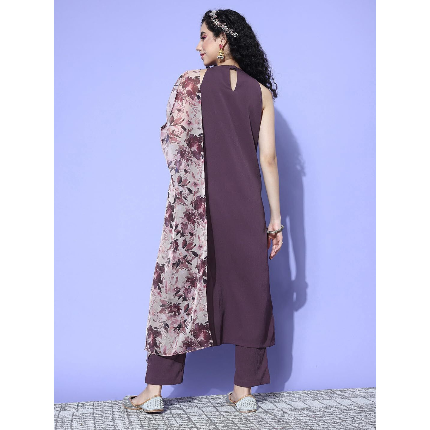 Varanga Women's Crepe Regular Kurta Set (Nv_Vskd31467_Vardup1427_Purple