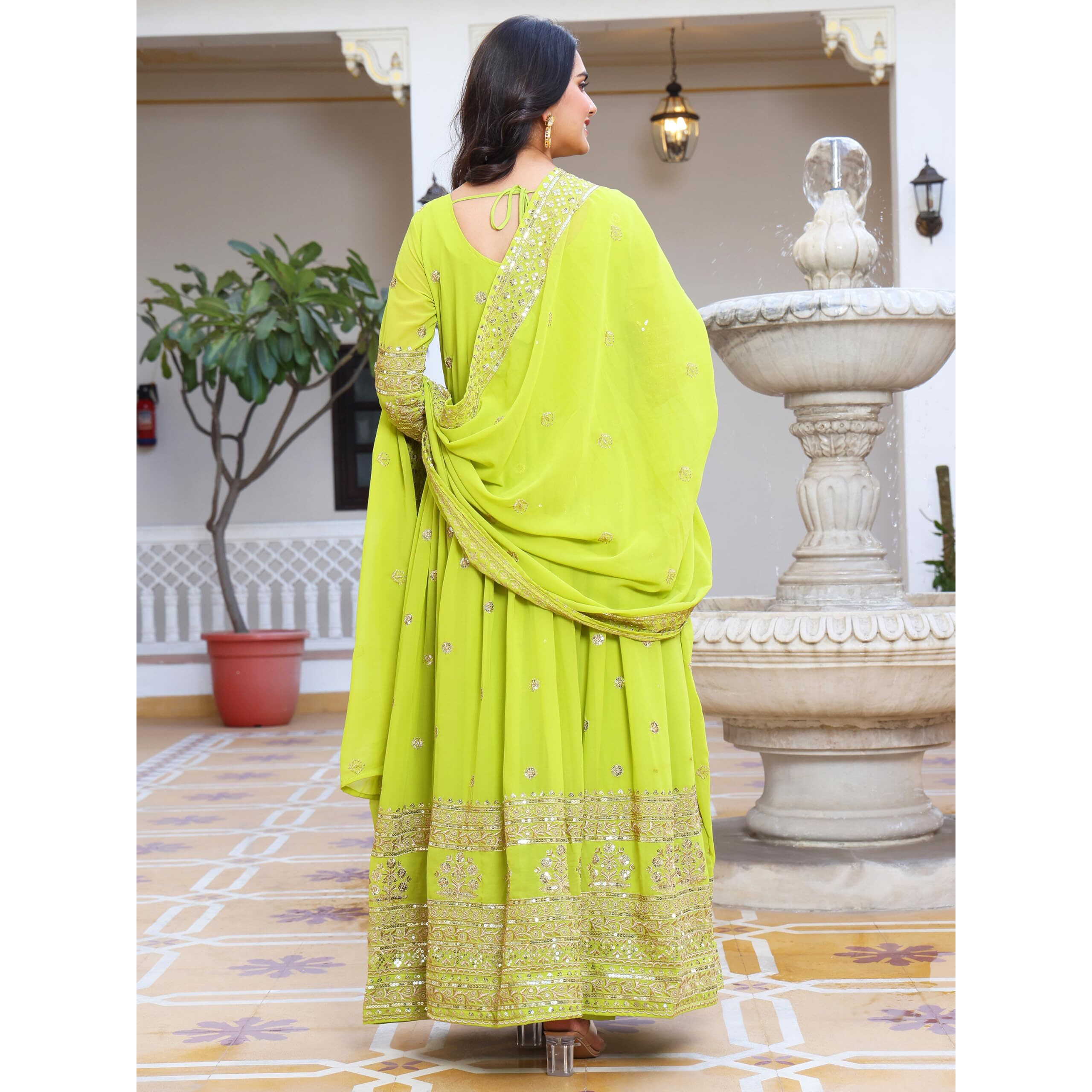 Fashion Basket Georegtte Anarkali Long Dress For Women