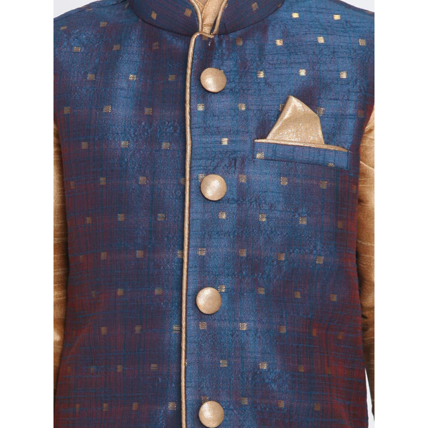 Jbn Creation Boys Silk Blend Rose Gold, Persian Blue And Maroon Kurta Pyjama Jacket Set - Ethnic Elegance For Festivals_Vasnbj009Bunbuk001Rgncdma_26