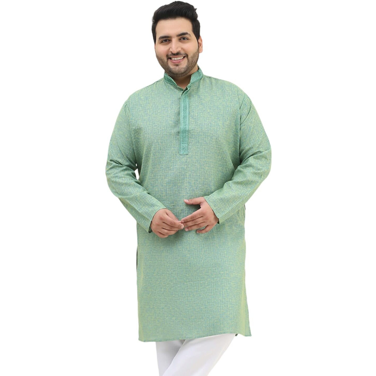Sojanya Plus(Since 1958) Men's Cotton Dark Green Checked Kurta