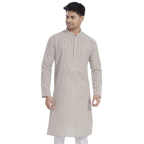 Divisive Men's Thread Embroidered Linen Blend Only Slim Fit Kurta (Dkrt1164_Xl_Ecru)