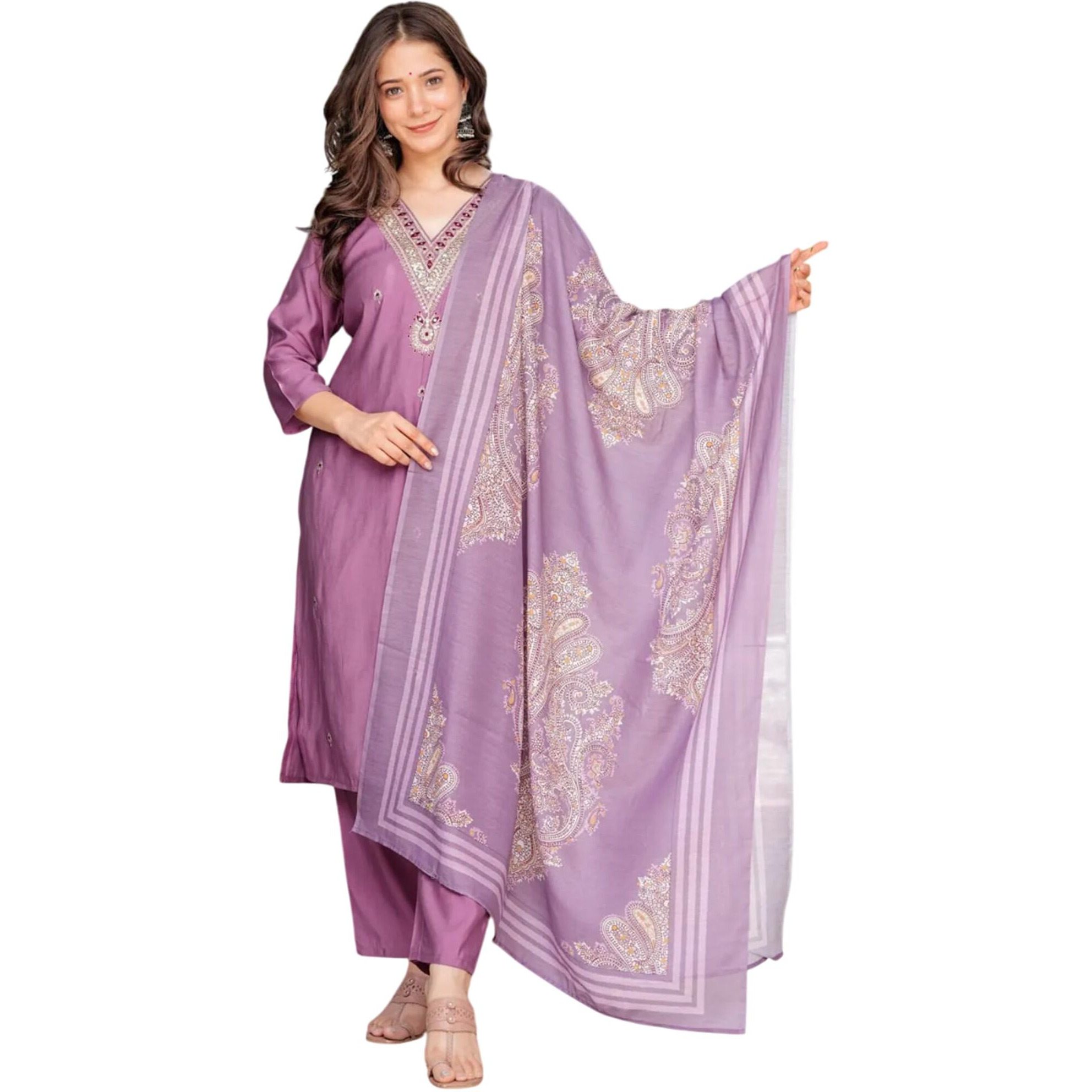 Fabnex Kurta For Women | Women Kurta Pant Set (K-124-Purple-S)