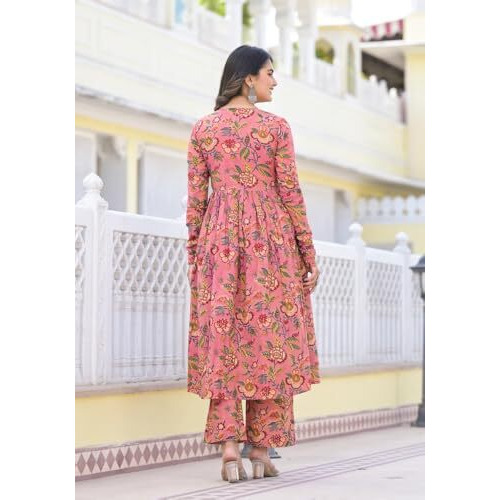 Greciilooks Women Rayon With Dupatta Floral Festive Kurta Set |Printed Regular Fit Kurta (Gl-K2747&P169&D106_Pink_L)